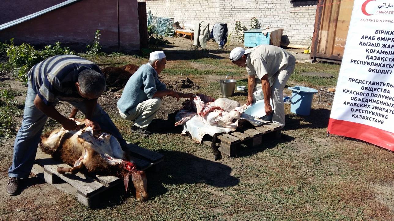 По пять кг баранины получили малоимущие семьи 