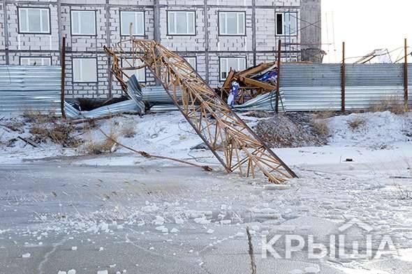 Башенный кран рухнул стройплощадке комплекса "Ак Дидар" 