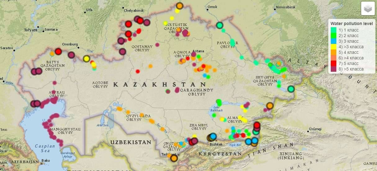 Карта загрязнённости воды