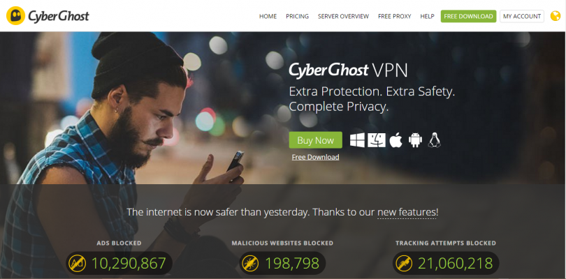 Скриншот главной страницы cyberghostvpn.com