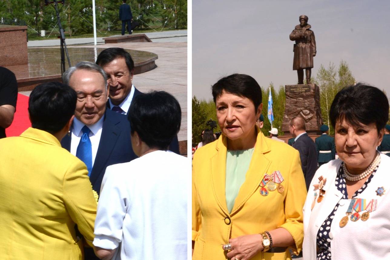 Нурсултан Назарбаев с внучками генерала - Алуа и Айгуль Байкадамовыми