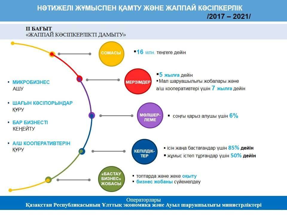 Нәтижелі жұмыспен қамтуды және жаппай кәсіпкерлікті дамытудың 2017 – 2021 жылдарға арналған бағдарламасың "жаппай кәсіпкерлікті дамыту" бағыты жобасы