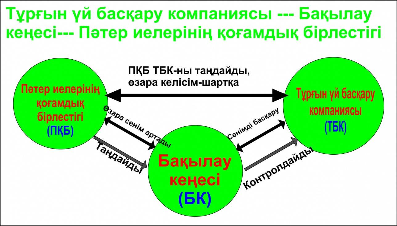 Тұрғын үй басқару компаниясы, бақылау кеңесі, пәтер иелерінің қоғамдық бірлестігі арасындағы байланыс (Еуропа үлгісі)