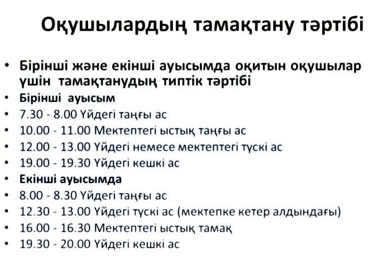 Әрбір бала осындай уақыт аралығында тамақтану керек