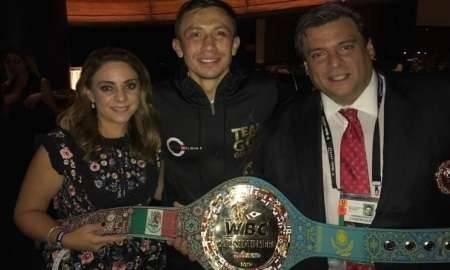 Геннадий Головкин на церемонии вручения специального пояса WBC