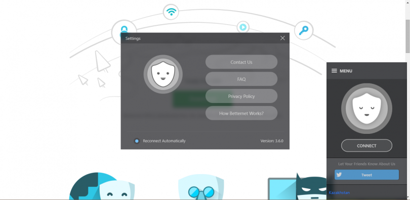 Приложение betternet имеет простой и понятный интерфейс